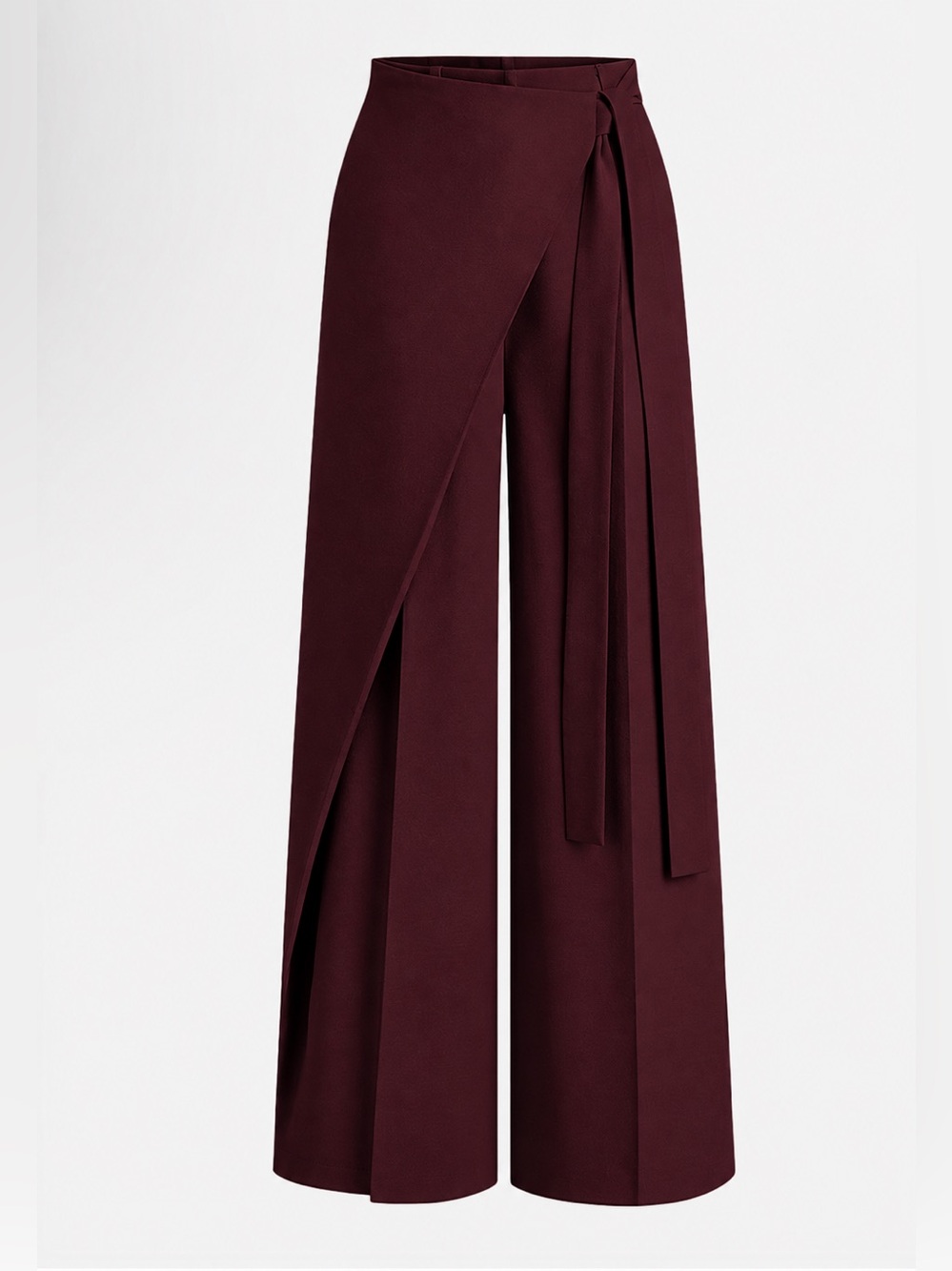 Commense Asymmetric Wrap-Front Wide Leg Pants